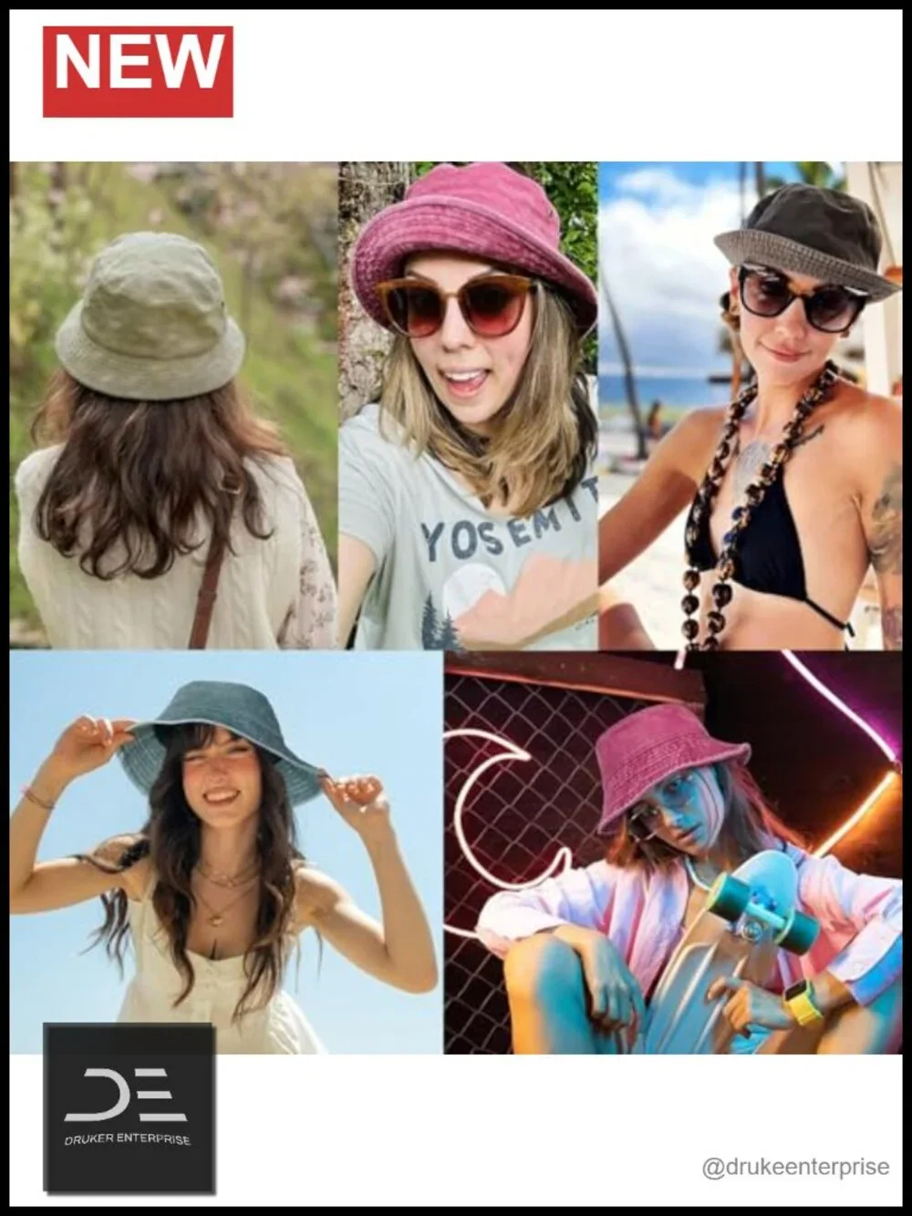 Cotton Bucket Hat Set of 2 Packable Travel Beach Fishing Sun Hats